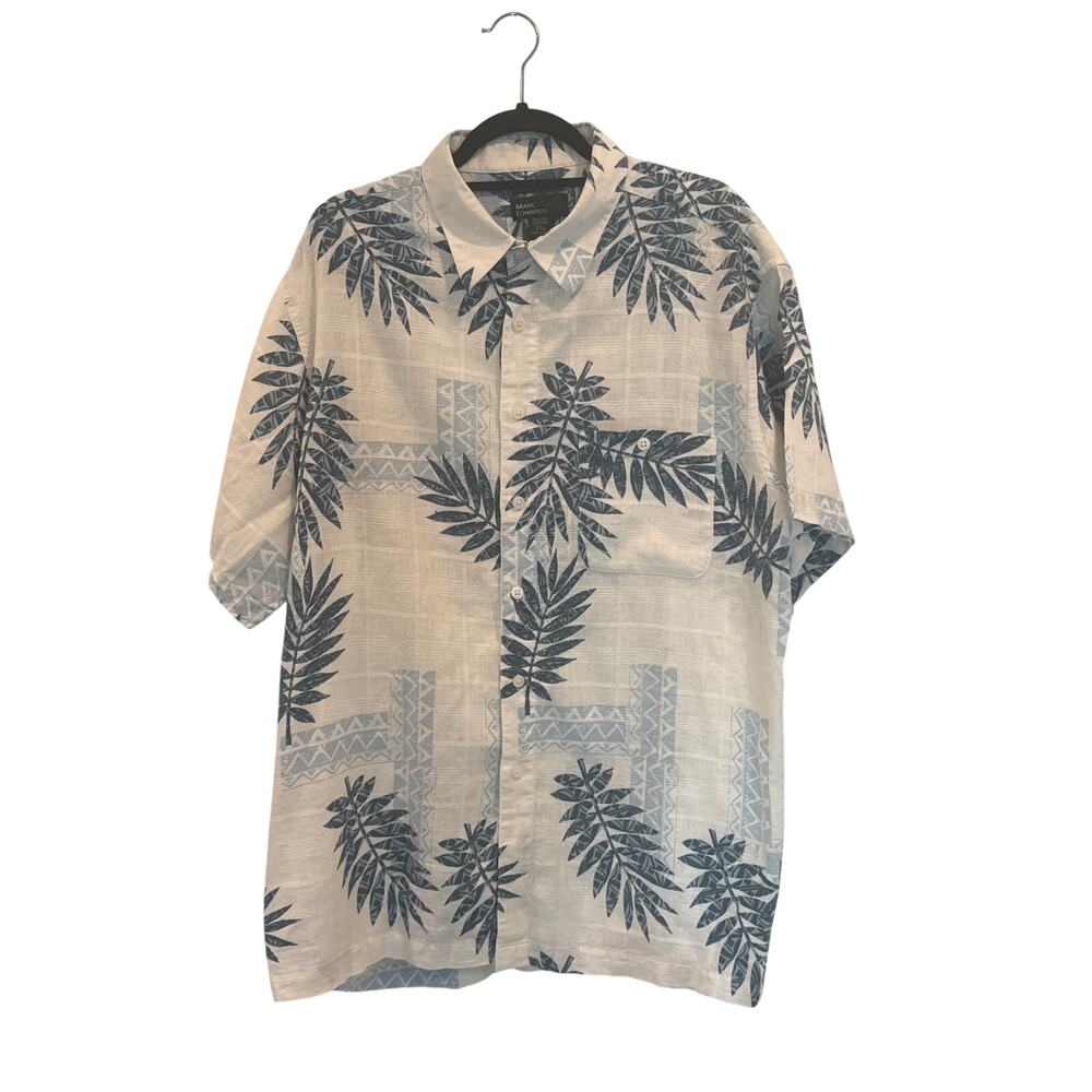 Marc Edwards Men's Hawaiian Coastal Resort Palm Leaf Linen Rayon Shirt XXL